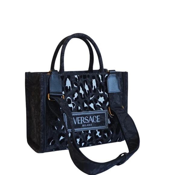 Limited Edition Barocco Athens Leopard Print with Silver Spots Tote /Crossbody - Picture 1 of 10
